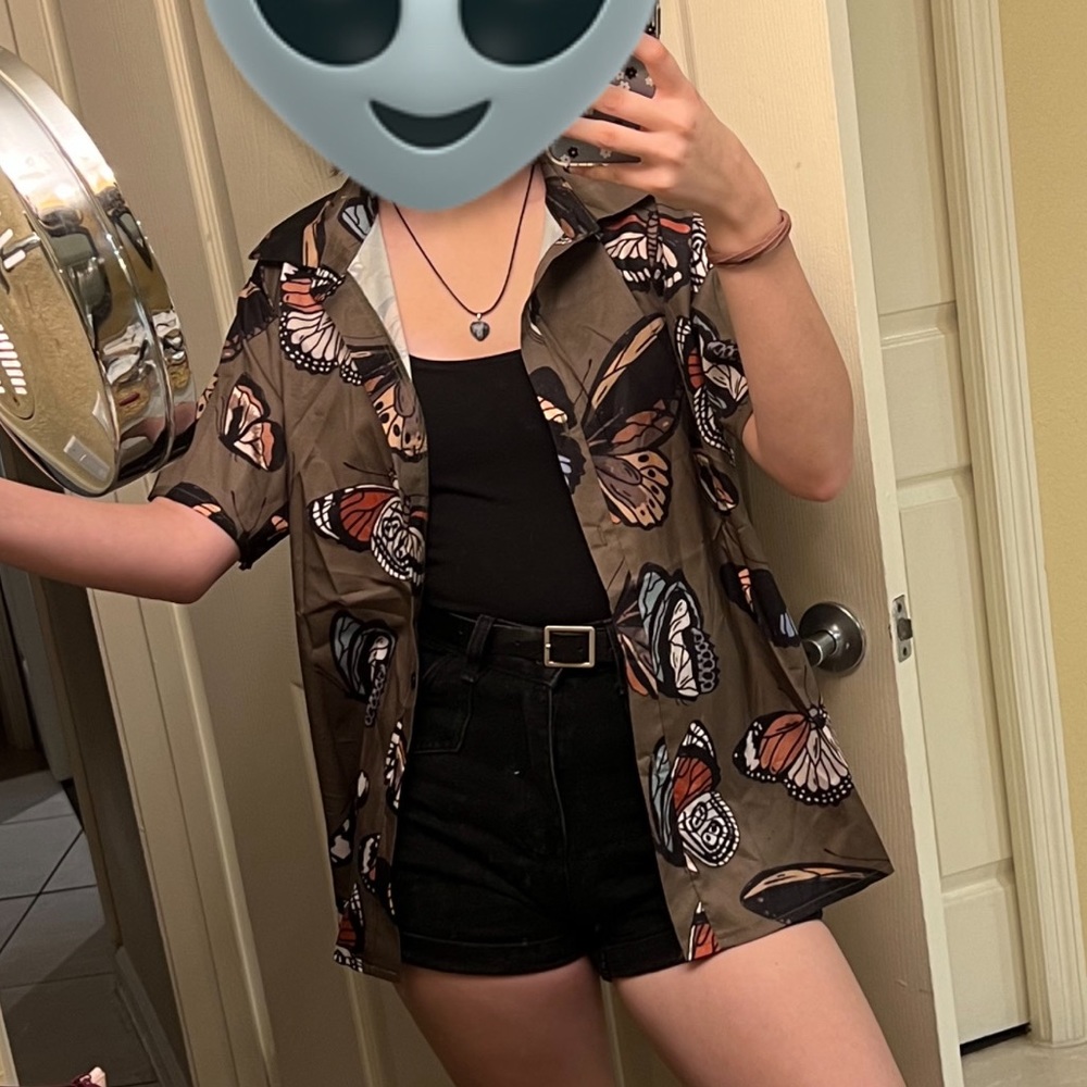 Butterfly/moth/bug print button up